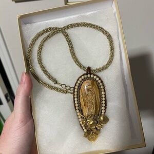 Handmade Gold Beaded Wooden Necklace